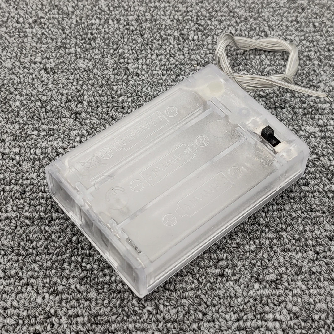 3 AA 4.5V Battery Holder Box Case With Switch New AA Battery Holder Box Case With Switch Transparent