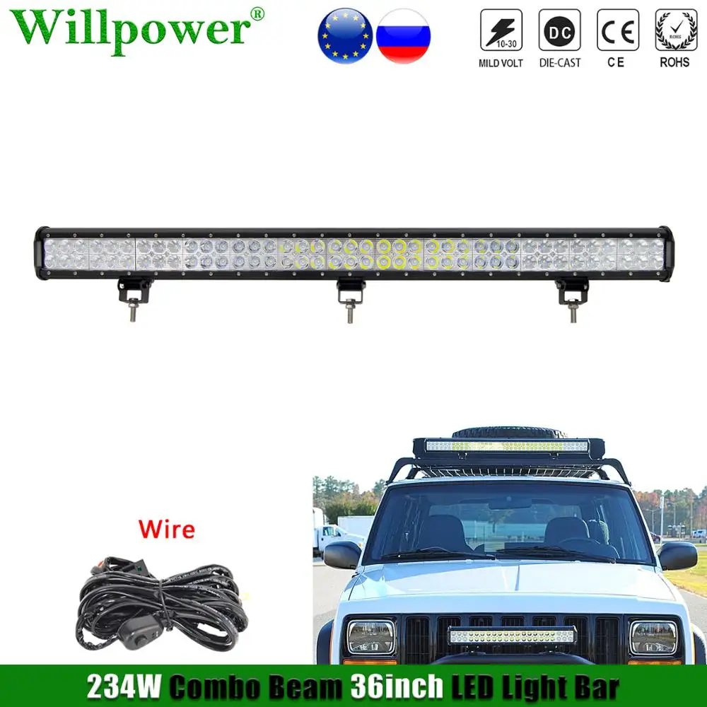 SUV Car Roof 234W 36 inch LED Work Light Bar For Jeep Chevy 4x4 Truck Pickup Offroad VAN Forklift UTV Boat Driving Fog Lights