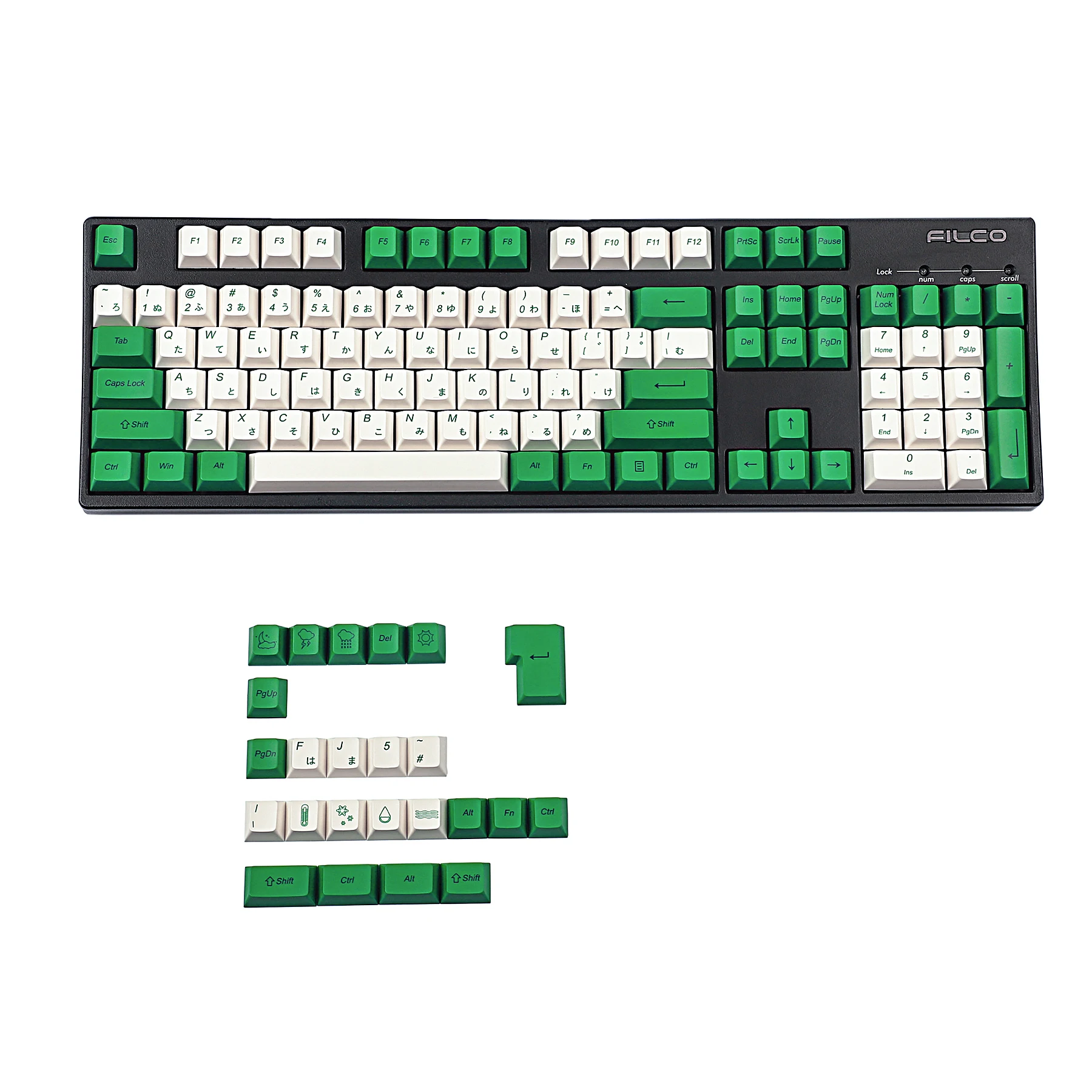 Cherry Profile 125 Key ANSI ISO 61 84 96 Layout Dye Sub Green Beige Blank Keyset GK61 Keycaps For Mechanical Keyboard