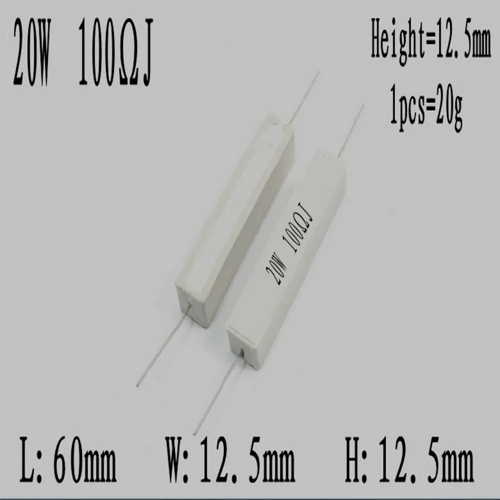 10Pcs 20W 5% Cement Resistor Power Resistance 0.1~10K 1R 2R 3R 4R 5R 6.8R 8R 0.1R 4.7R 330R 510R 68R 10R 100 1K 1.5K 2K 10K ohm – Detail 4