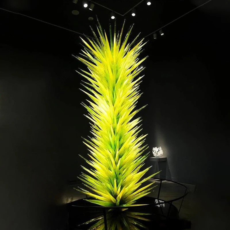 Murano Glass Floor Lights Orange Hand Blown Glass Conifer Tree for Home Hotel Garden Art Decoration