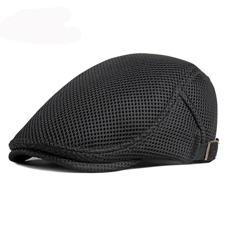 HT3015 Cap for Men Beret Breathable Spring Summer Mesh Cap Men Women Sun Hat Adjusted Flat Cap Beret Hat Cabbie Driver Beret Cap