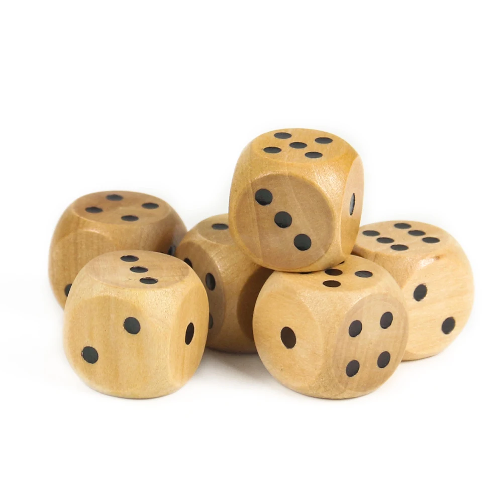 5PCS 20mm Wooden Dice Point D6 Cubes Round Corner 6 Sided Bar Pub Club Party Kid Toys Board Games Dice for Adults