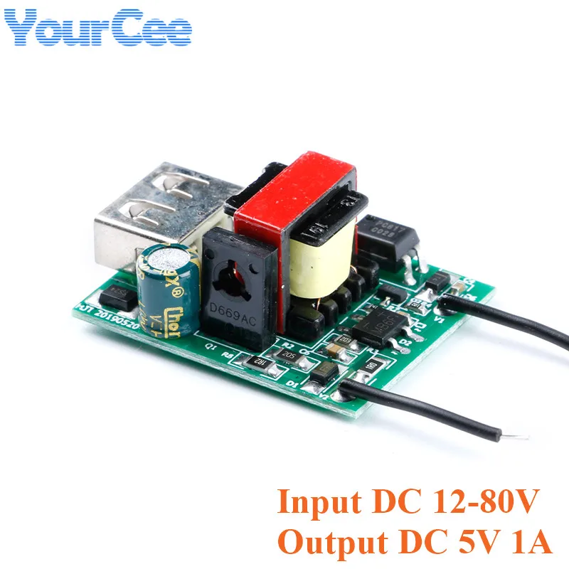 2pcs/1pc DC-DC USB Converter Stabilizer Buck Step Down Module 12V 24V 36V 48V 72V to 5V 1A USB Galvanic Isolated Power Module