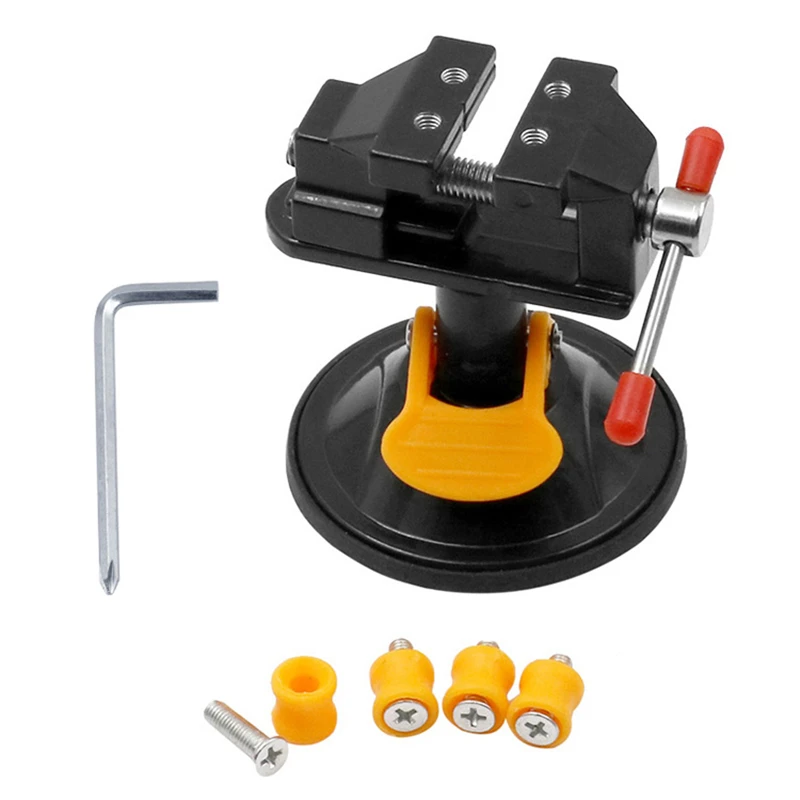 Adjustable Fixed Electric Small Table Bench Vise 360 ° Rotatable Grinder Rotary Hand Drill Suction Cup Fixed Frame Mini