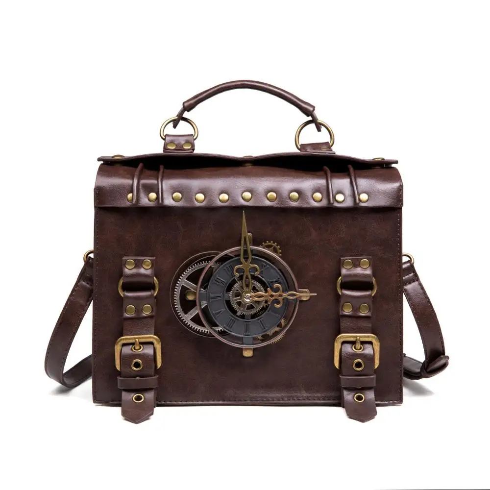Norbinus Steampunk pojedyncze torby na ramię Vintage torebki damskie gotycka torba listonoszka typu crossbody damskie nitowane torby z górnym uchwytem opakowanie