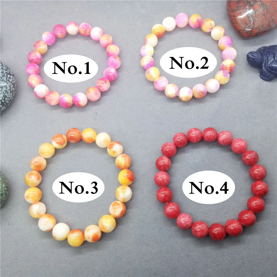 4 Colors Red Yellow Red Botswana Chalcedony Jasper Beads Bracelet for Women Gift