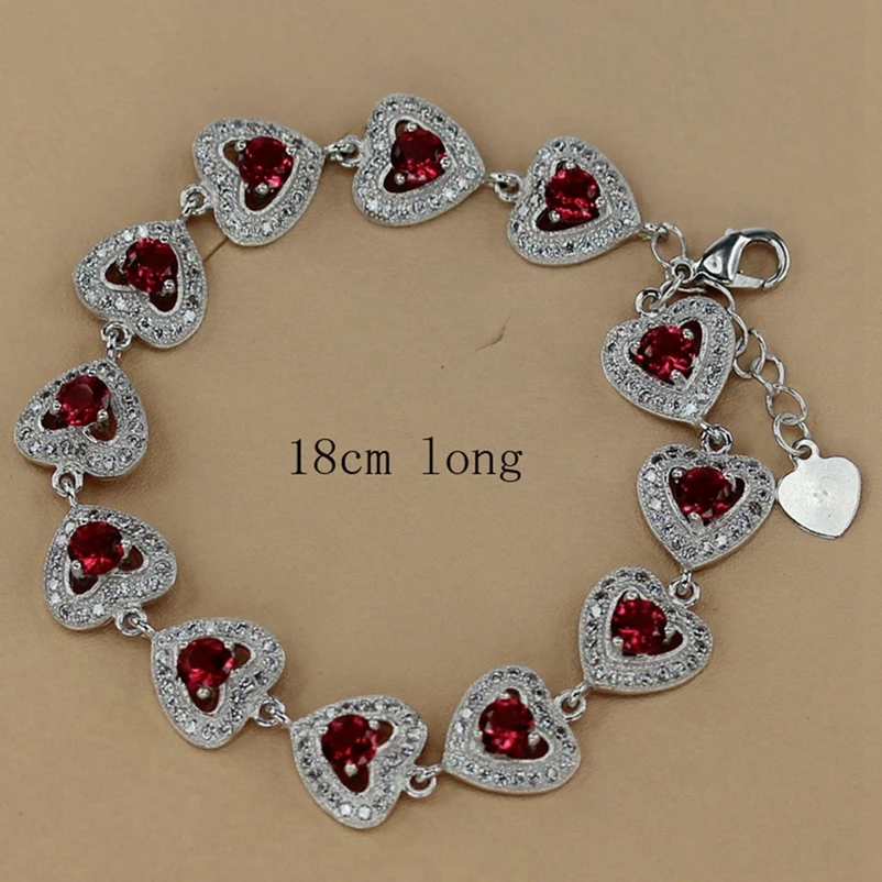 SHUNXUNZE Luxury Vintage Wedding Bracelets Jewelry & Accessories For Women Dropshipping Red Cubic Zirconia Rhodium Plated R3270