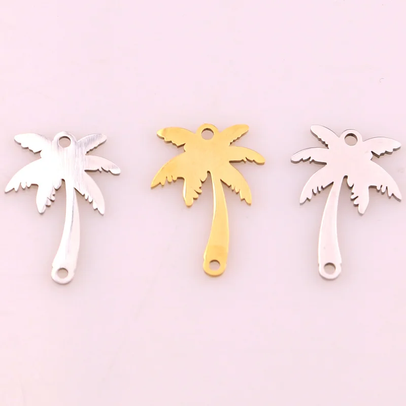 5pcs Women Dainty Gold Palm Tree Necklace Stainless Steel Coconut Pendant Necklaces Minimalist Plant Charms for Jewelry Making image 5