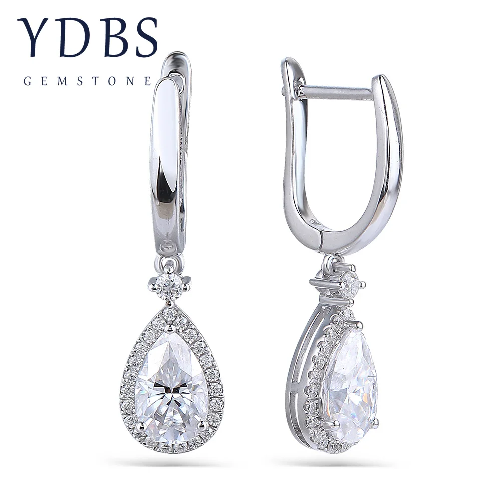 

Moissanite Pear earring main stones 2ct+2ct moissanite Push back Solid 14K White gold