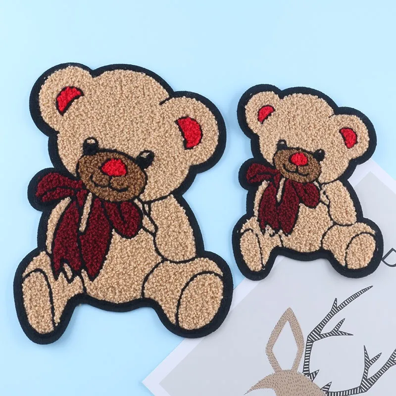 1pcs Large Cute Embroidery Bear Butterfly Plush Applique Patches DIY Clothing Jeans Pillow Hand Sewing Decorative Accessories