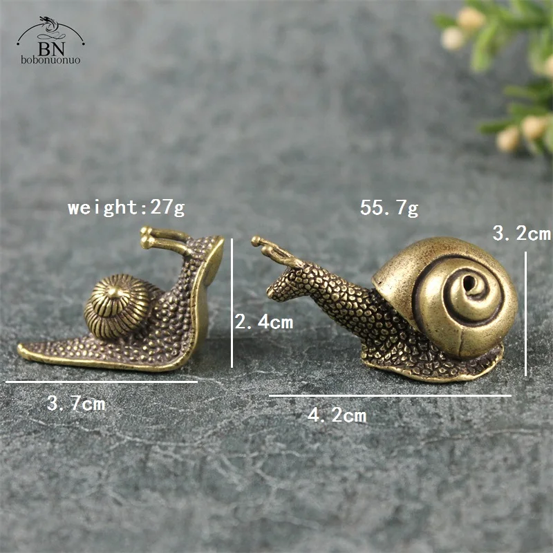 Personality Retro Pure Copper Mini Snail Statue Ornaments Desk Antique Brass Tea Pet Collection Home Decorations for Living Room