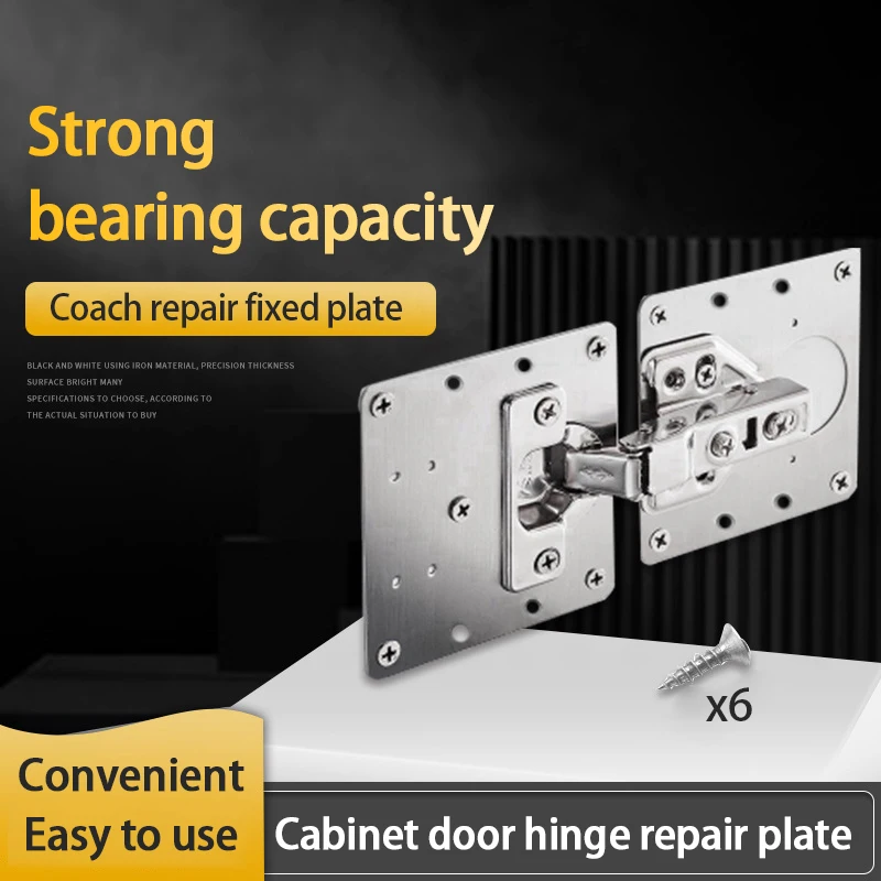 Cabinet Hinge Repair Plate Kit Cupboard  Stainless Steel Door Hinge Mounting Plate With Holes Flat Fixing Brace Brackets