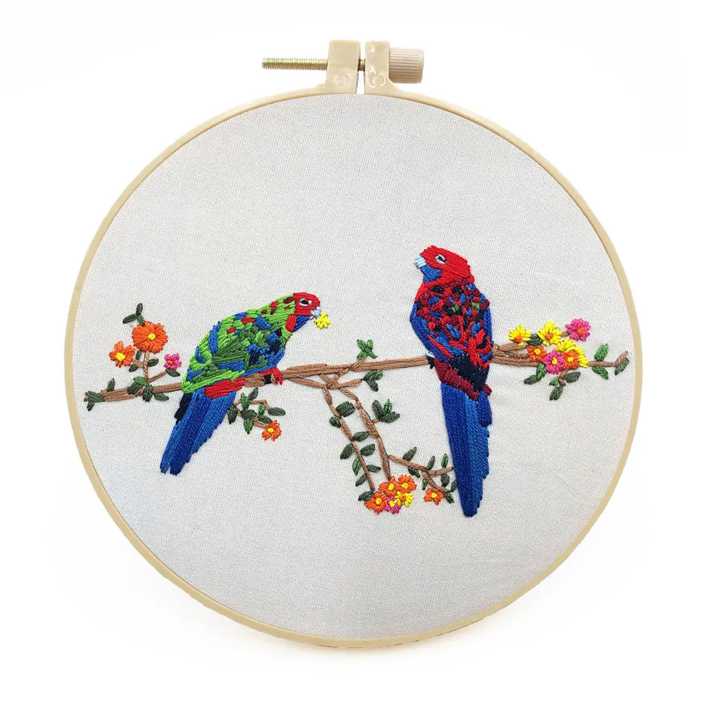 5 Sets 3D European Style Bird Parrot Embroidery Knitting Kit DIY Cross Stitch Decor Paintings Beginner Needlework Material Pack