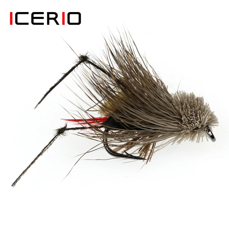 ICERIO 6PCS Grasshopper Dry Flies Terrestrial Fly Trout Fly Fishing Lures #6