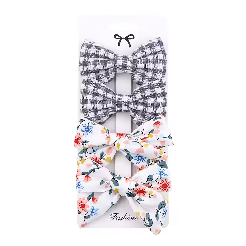 4Pcs/set Leopard Dot Print Bowknot Hair Bow Clips Baby Girls Lace Cotton Linen Barrettes Safety Hairpins Headwear Accessories - Image 10