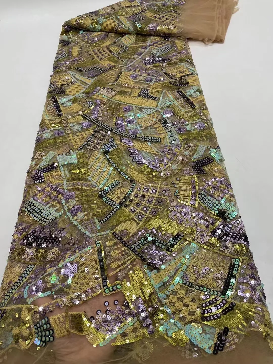

African Lace Embroidered Fabric Nigerian Multicolor Sequins Lace Fabrics 2022 High Quality Lace French Lace Fabric For Women Sew