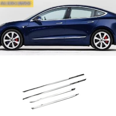 

Chrome Car Side Door Body Moulding Cover Trim Cover Protector For tesla model 3 2018 2019 2020 2021 Car Styling Auto Accessories