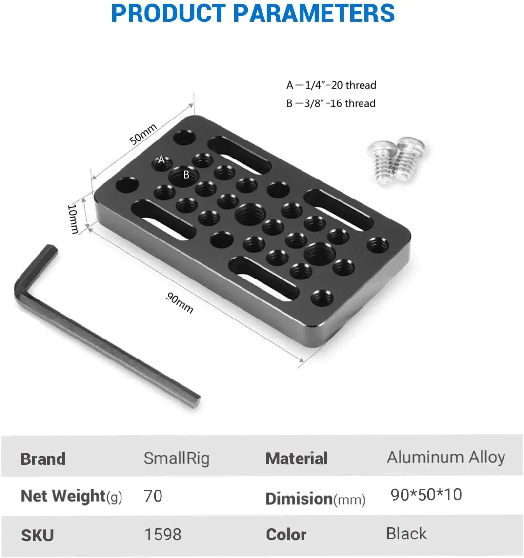 SmallRig Switching Plate Camera Mounting Cheese Plate for Railblocks Dovetails and Short Rods (Longer Version) - 1598