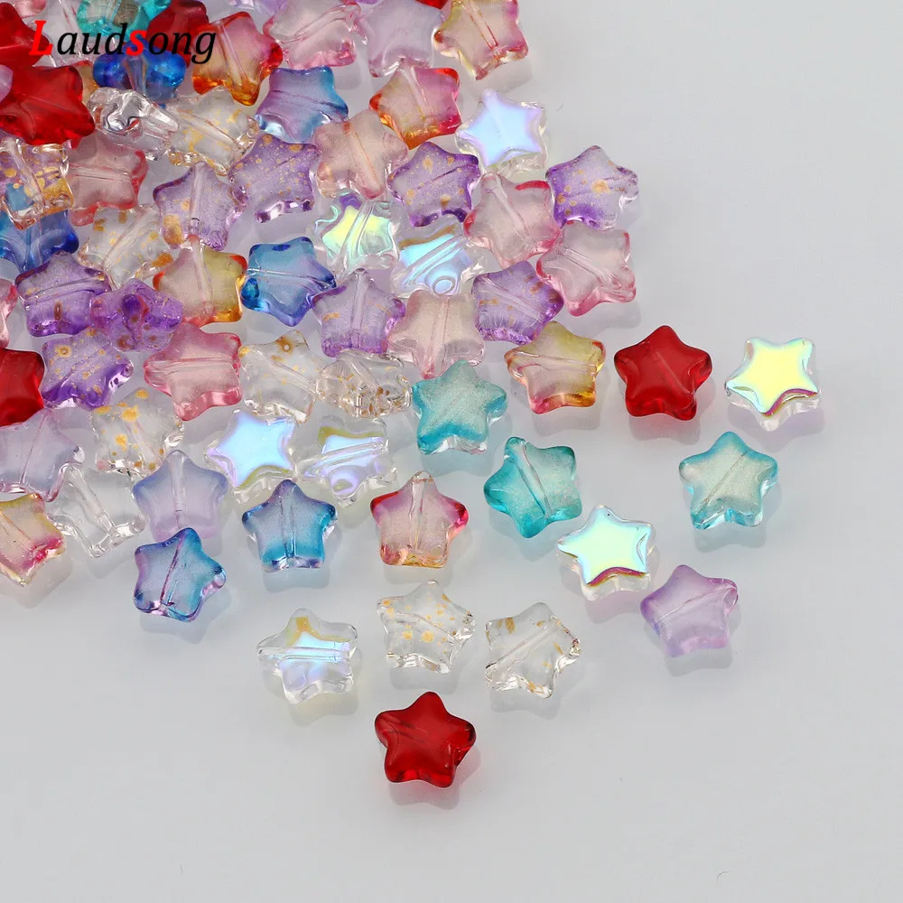 8mm Mixed AB Gradient Star Beads Czech Glass Loose Spacer Beads For Jewelry Making Handmade Necklace Bracelet Diy Accessories