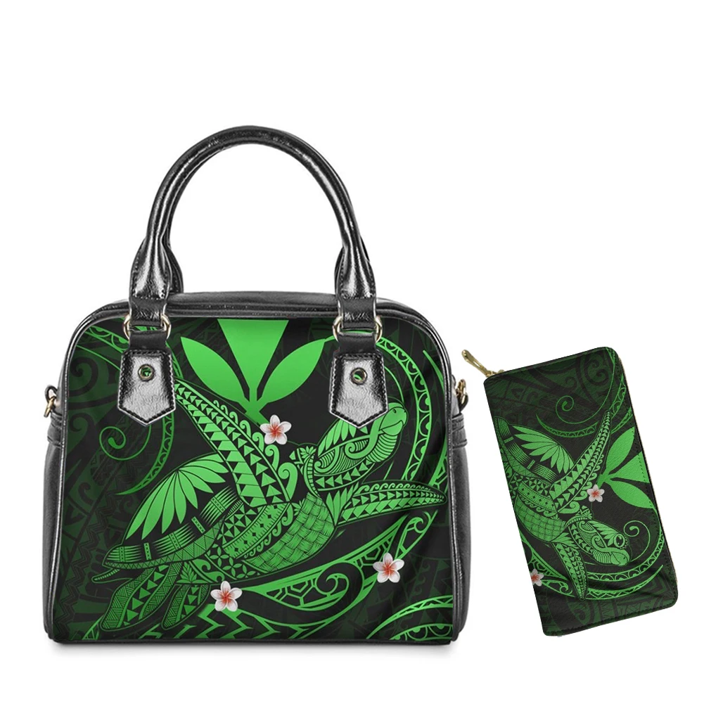 

Noisydesigns Kanaka Maoli Hibiscus With Turtle Lady PU Shoulder Bag Crossbody Bag&Wallet for Women Top-Handle Bag Newest