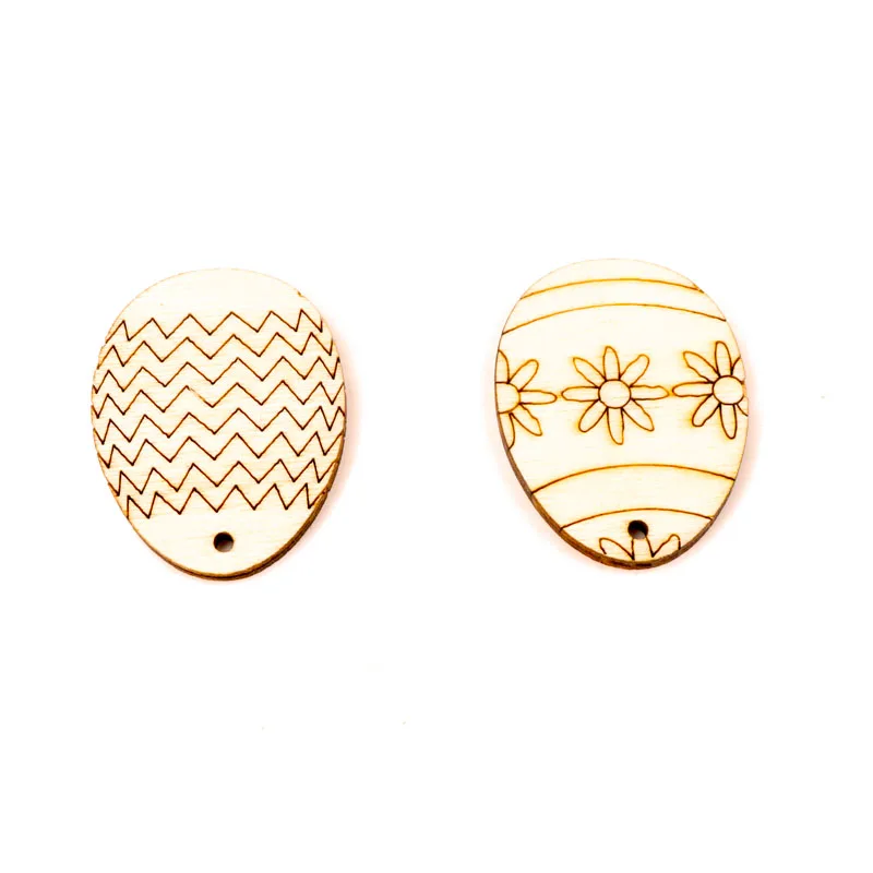 4x3cm 20Pcs Wooden Oval Easter Eggs Shape Handmade Home Decoration Hanging Ornament Accessory Painting Scrapbooking Craft MZ411