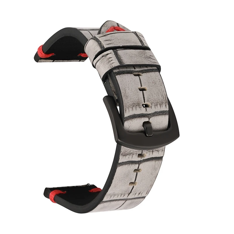 Vintage Calfskin Genuine Leather Watchband 20mm 22mm Hand-stitched Strap Bamboo Pattern Quick Release for Watch Accessories