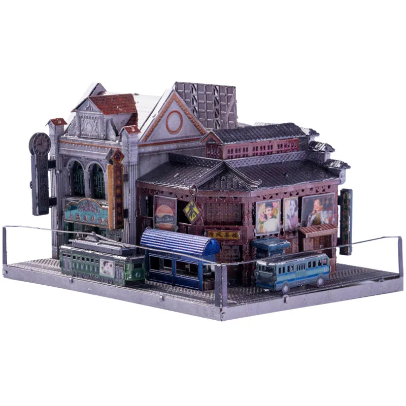 Art Model MU 3D Metal Puzzle Shanghai Culture-Teahouse building model DIY 3D Laser Cut Assemble Jigsaw Toys GIFT For Children