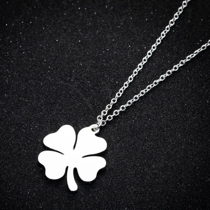 

2021 Wholesale Stainless Steel Necklace for Women Man Lover's Clover Gold and Silver Color Pendant Engagement Jewelry