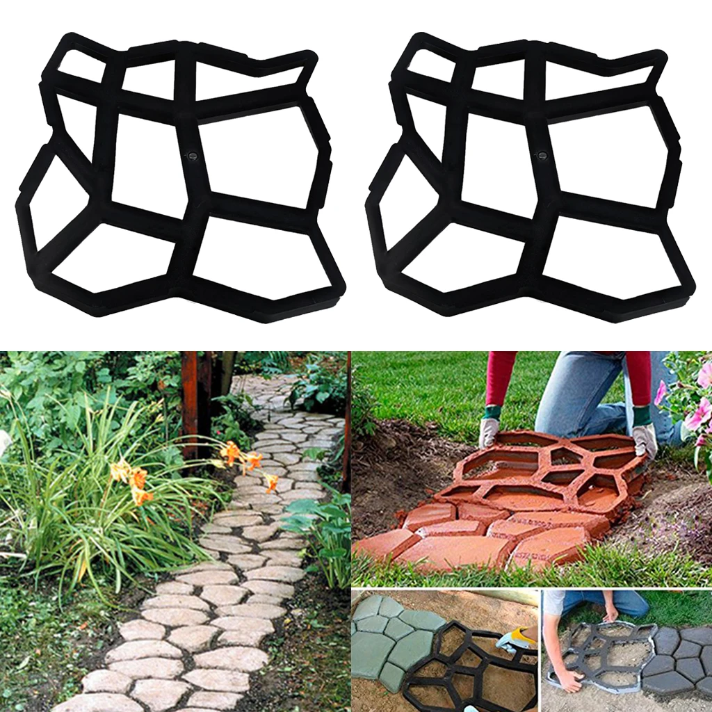 

2 Pieces Plastic Garden Paving Mould - For Garden Walk Way Pathways Patio Decorative Stones - 35x35cm