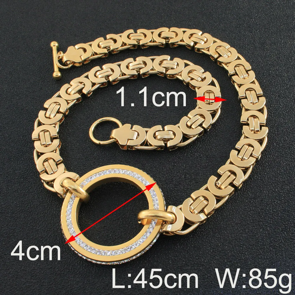 Fashion Stainless Steel Jewelry For Woman Man Big Round Crystal Chain Necklace High Quality NBJEAYEG