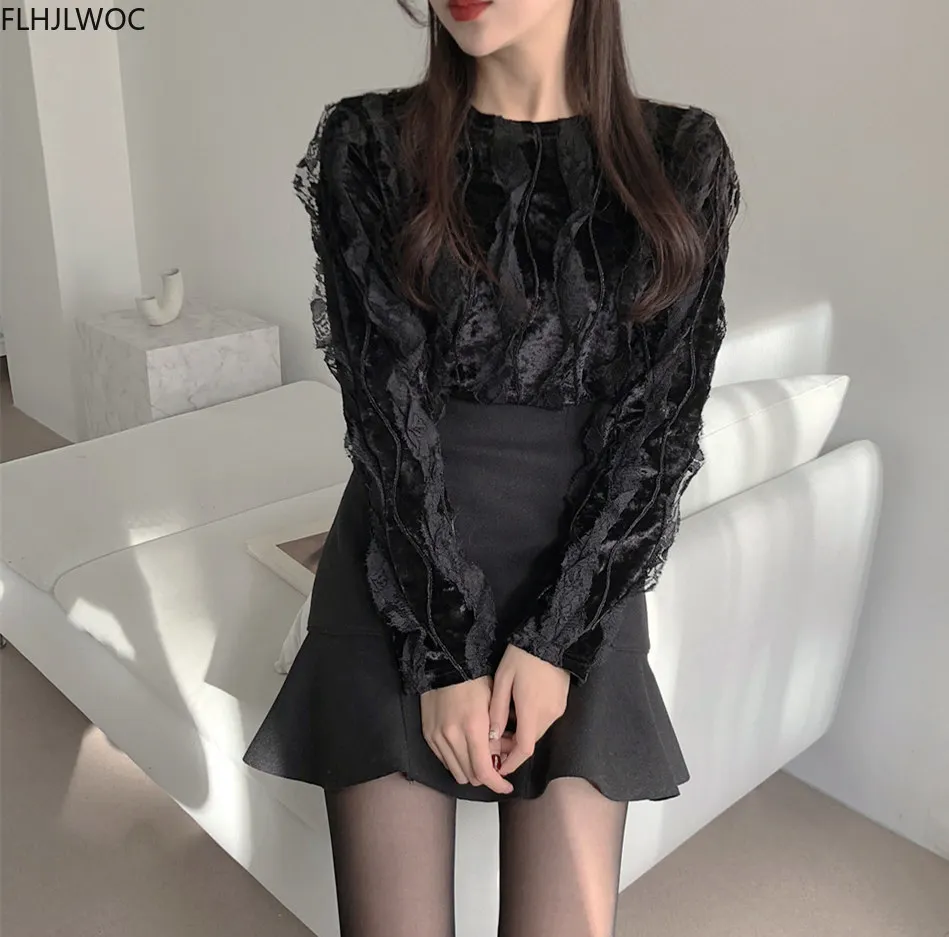 Cute Mini Skirts New Female Clothes Hot Women Korean Preppy Style Autumn Basic High Waist Black A Line Ruffled Skirt