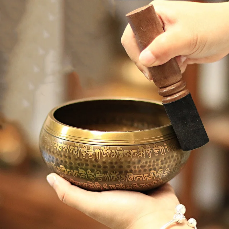 

Tibetan Meditation Black Singing Bowl Meditation Chanting Meditation Buddha Bronze Ritual Instrument Sanskrit Sound Bowls