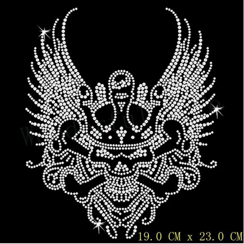 

Skull wings sticker Hot Fix Rhinestones motif crystal rhinestone strass iron on Transfer applique patch for shirt coat