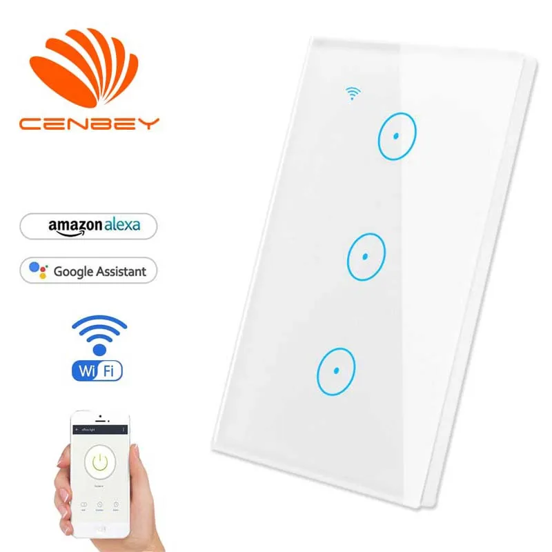 

US wifi light switch smart switch interruptor touch power wall switch single control voice control Amazon Alexa Google Assista