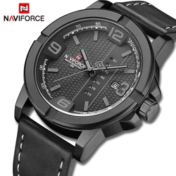 NAVIFORCE Watches for Men Top Luxury Brand Casual Quartz Watch Mens Leather Waterproof Wristwatch Male Clock Relogio Masculino