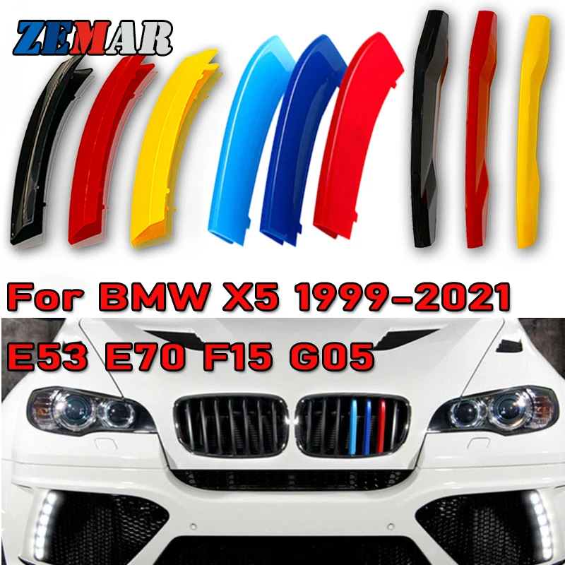 3pcs ABS Germany Flag Color Car Racing Grille Strip Trim Clip M Power For BMW E70 E53 F15 G05 X5 2021 2020 1999-2019 Accessories