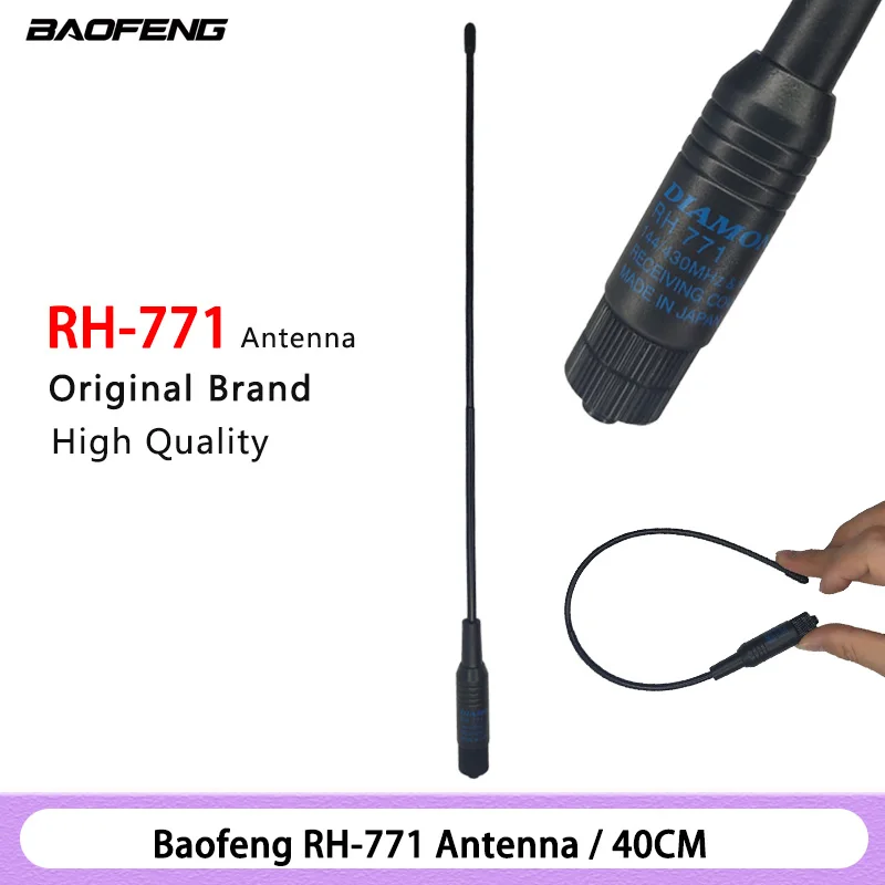 Diamond RH-771 Walkie Talkie Antenna 40CM SMA-Female 144/430MHz Dual Band RH 771 Flexible Antenna Two Way Radio Accessories