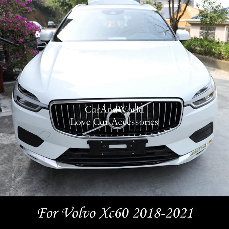 Stainless Steel Car Front Bumper Net Grille Frame Corner Strips Trims Decorative Cover For Volvo XC60 2018-2023 Auto Accessories