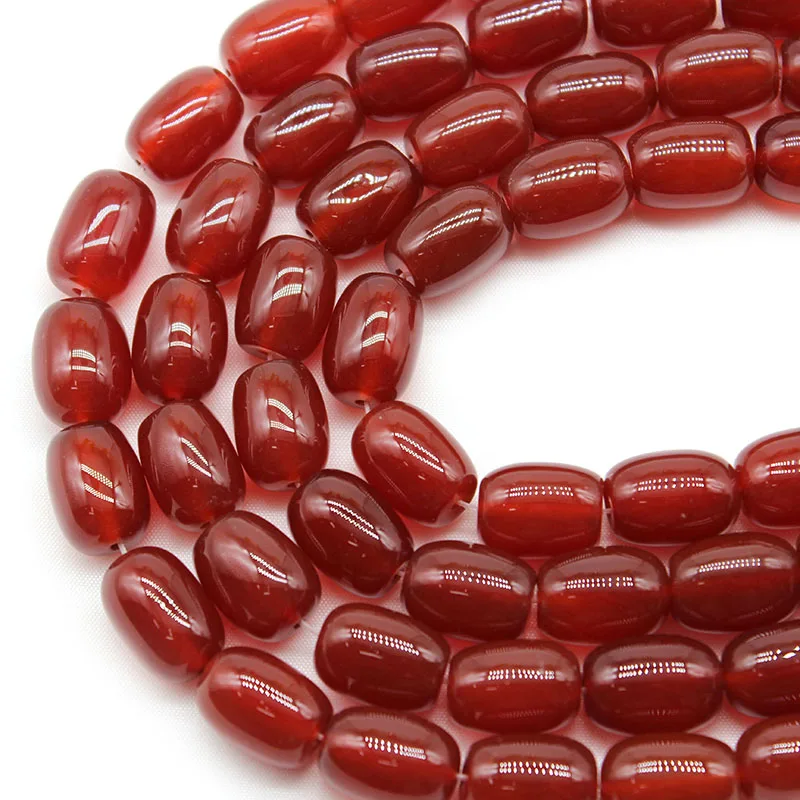 Natural Red Agates Stone Drum Shape Loose Spacer Beads  10x14mm For Jewelry Making DIY Bracelet Necklace Accessories15\