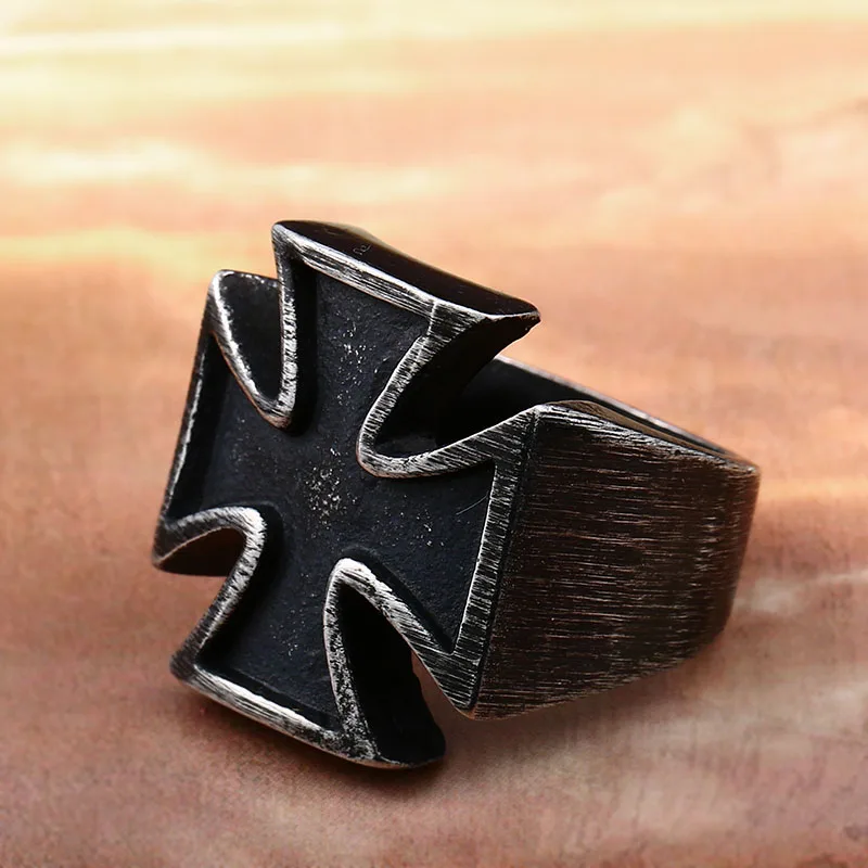 BEIER 2018 Man Punk Cool For Stainless Steel Iron Cross Style Rings Men Fashion Jewellery Unique Gift BR8-205 US Size