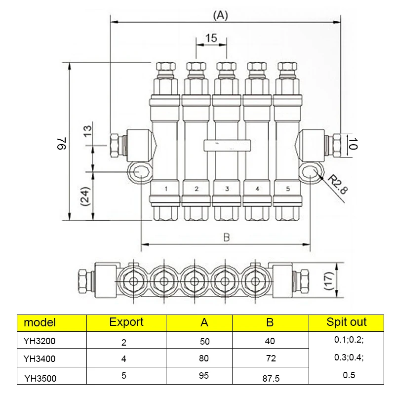 2 3 4 5 Volumetric Oil Separator Lubricating Oil Piston Distributor Manifold Block , CNC Machine Tool Distribution Valve