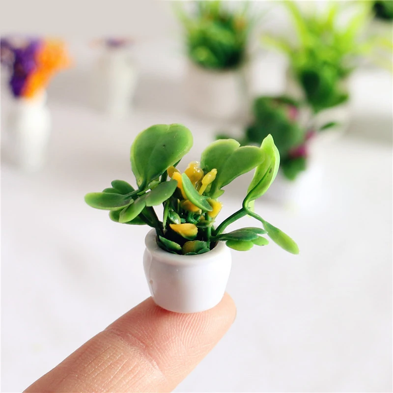 Dollhouse Furniture 1:12 Accessories Mini Green Plant Bonsai Flower Pots model Mini landscape flower pot