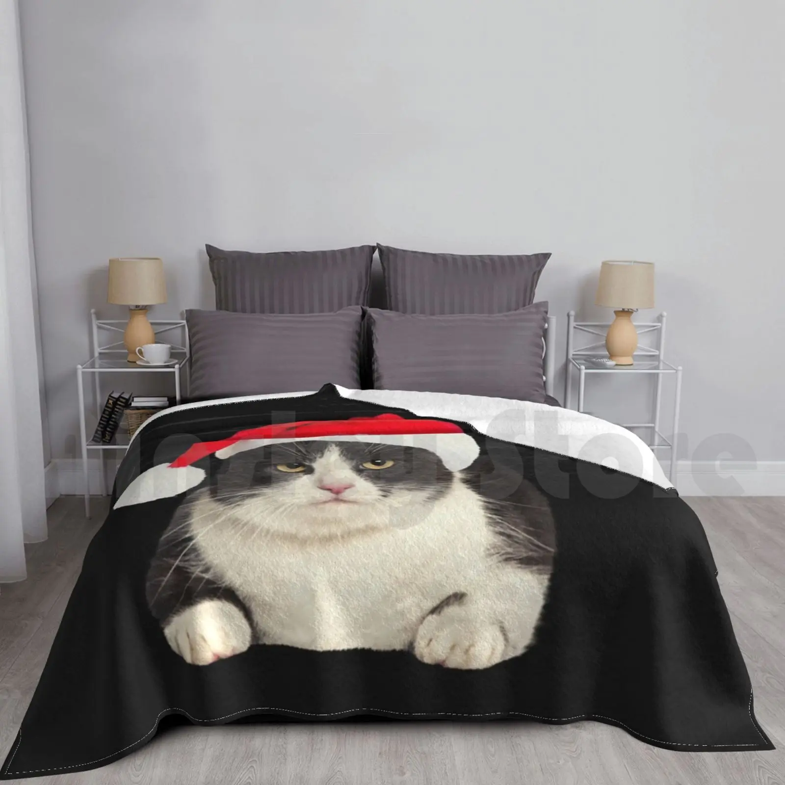 

Cat Face Blanket Super Soft Warm Light Thin Cute Cat Cat Kitty Kitten Adorable Cute Black And White Whiskers Cat Animal
