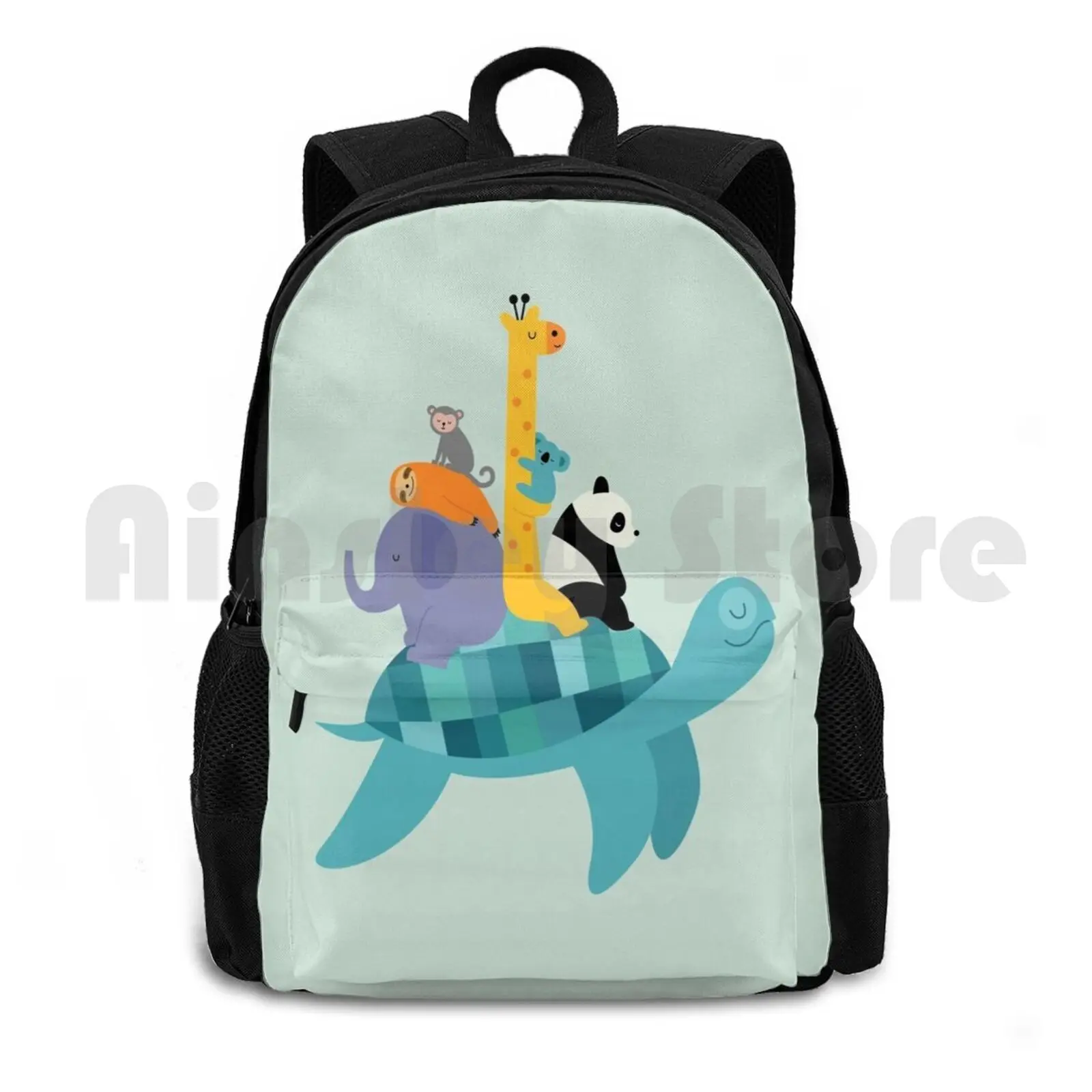 

Travel Together Outdoor Hiking Backpack Waterproof Camping Travel Giraffe Elephant Sloth Monkey Koala Panda Animals Friends