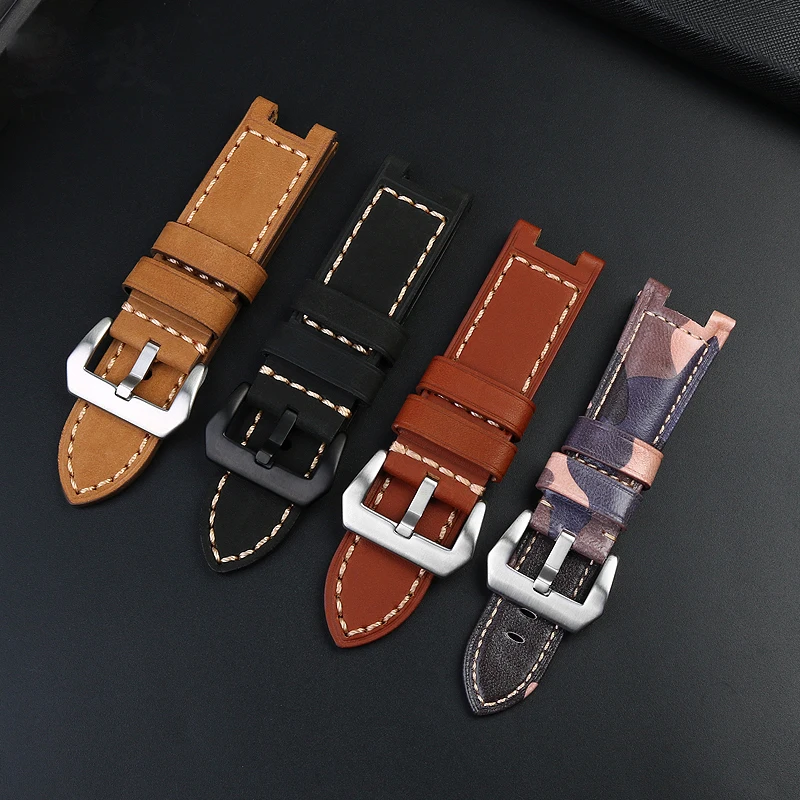 Crazy horse leather watch strap for CASIO gst-s130 / S110 /S120 / W100 /210 watchband  leather notch watch chain men's wristband