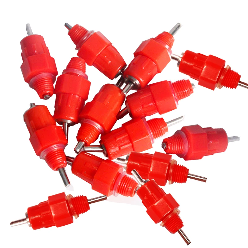 

5 Pcs 360 degrees Chicken Nipple Waterer Poultry Red Head Water Drinking Bird Chick Feeding Ball Autoamtic Nipple Drinker