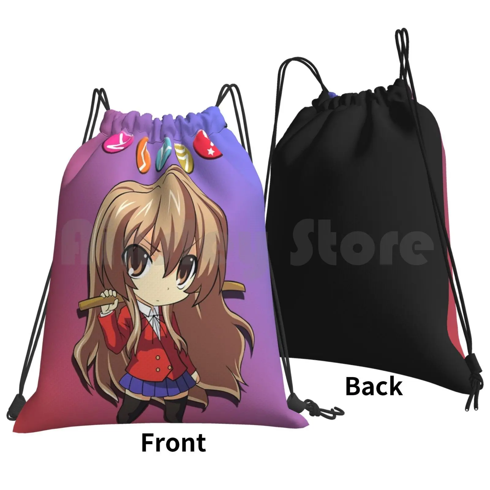 Toradora-Taiga Backpack Drawstring Bags Gym Bag Waterproof Toradora Taiga Anime Sleeve Beautiful Skin