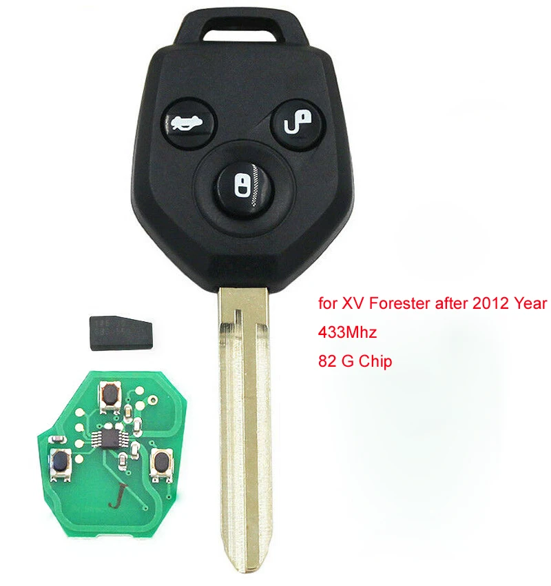 

3 Button Car KEYLESS ENTRY Remote Key Smart Key FOB 433mhz with with 82 G Chip for Forester XV Crosstrek Outback Legacy