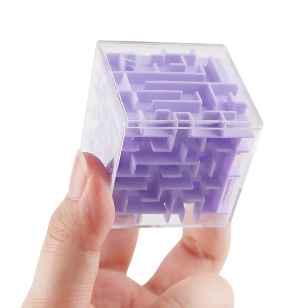 1pc 3D Maze Magic Cube Transparent Six-sided Puzzle Speed Cube Rolling Ball Game Cubos Maze Toys for Children Educational